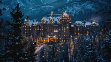 A large building with a lot of lights on it