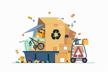 Naklejka premium Conceptual Recycle Flat Illustration created with Generative AI