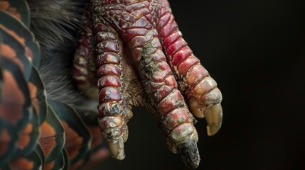 A close-up of a birdâ€™s foot showing lesions caused by H5N1.