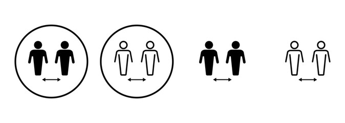 Social distance icon set. social distancing icon. self quarantine sign