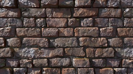 Obraz premium A brick wall with a few cracks and a few missing bricks