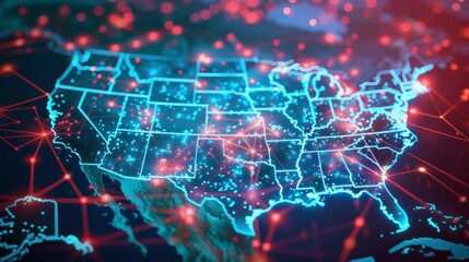 united states map style technological connections and innovation