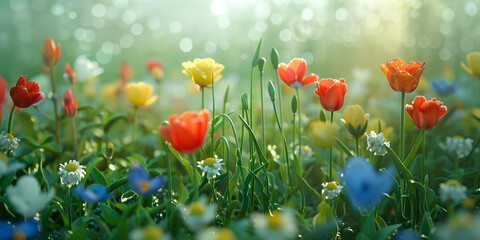 Obraz premium Cores vivas das flores silvestres no prado