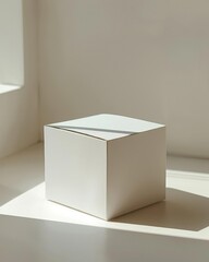 A perfectly clean and empty box mockup on a white background, ready for branding and design