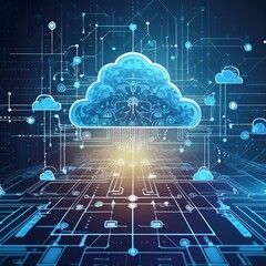 software system tech background illustration hardware network, cybersecurity programming, cloud algorithm software system tech background