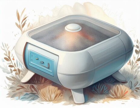 Device for sleeping, calmness or meditation on white background. White noise generator