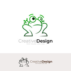 frog logo with a line theme, amphibian animal icon