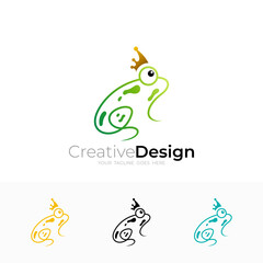 icon of a small frog with a crown on its head, line style