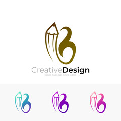 Letter B logo and pencil design combination, education icon