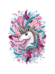 Sparkly unicorn with rainbow mane frolics in a field of playful pastels perfect for a refreshing summer