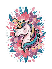 Sparkly unicorn with rainbow mane frolics in a field of playful pastels perfect for a refreshing summer