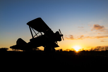 Sunrise Red Plane Sihouette