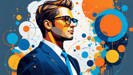 Design art concept abstract contemporary modern background business graphic idea. Work concept art design retro office poster icon hand team success digital ad artwork visual technology research job.	