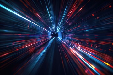 Obraz premium Abstract Speed Tunnel with Red and Blue Lights