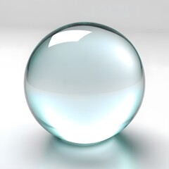 3D glass sphere on white background, Macro closeup.