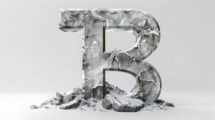 3D Rendered Swiss Franc Symbol Carved from Ice in Alpine Setting on Isolated White Background