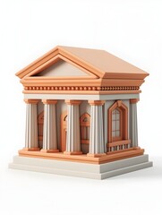 Fototapeta premium A Digitally Rendered Classical Architectural Structure with Iconic Ornamental Columns and Pediments on a Clean White Background
