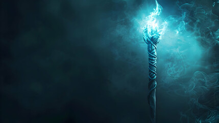 A glowing magic staff