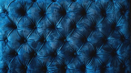 Fototapeta premium Blue vintage sofa with buttoned backrest texture Wallpaper design for pattern and backdrop