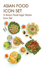 Asian food logo vector icon set