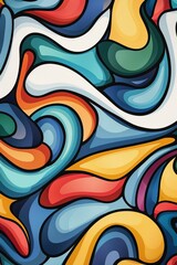 Abstract art flat design top view modern gallery cartoon drawing vivid