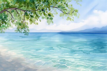 lagoon flat design side view crystal clear water watercolor Complementary Color Scheme
