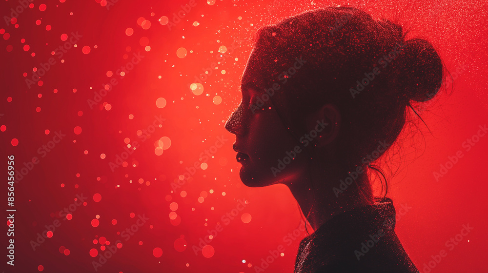 Canvas Prints A woman's silhouette is shown against a red background