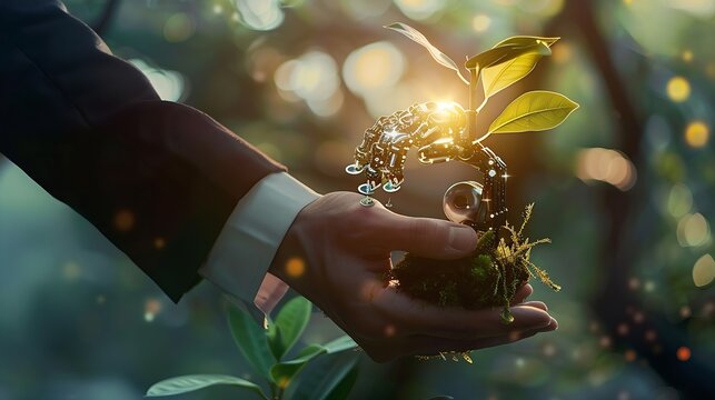 Businessman plan strategy marketing and finance to goal in 2024 planning business growth with technology AI and environmental care to New Year resolutions business digital transformati : Generative AI