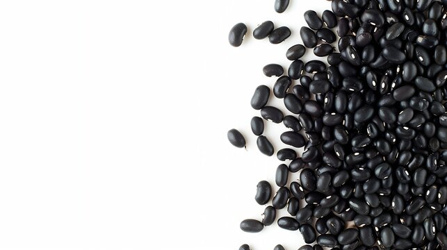 Black beans Urad dal black gram vigna mungo isolated on white background Top view Flat lay Makro : Generative AI