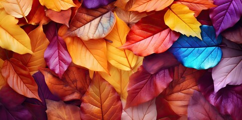 fall leaves background with a variety of colorful flowers and leaves, including orange, yellow, purple, and pink blooms, as well as a mix of brown and orange leaves