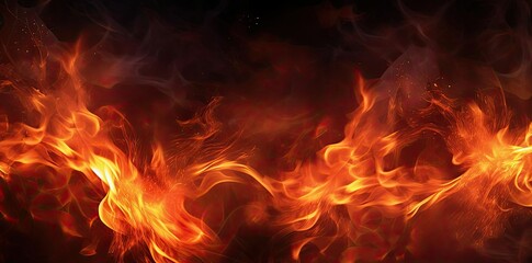 fire transparent background with flames on a dark background