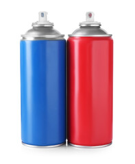Two spray paint cans isolated on white