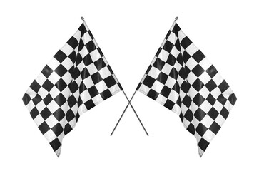 Fototapeta premium Two checkered finish flags isolated on white