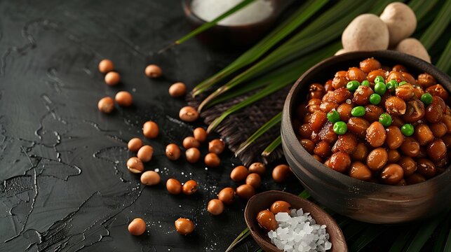 Kacang koro or jack bean Cooked and served with salt Indonesian snack : Generative AI