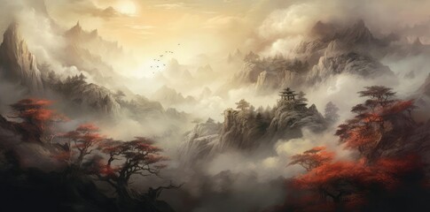 png backgrounds, wallpapers, image, mountains, fog, trees, no people, mountain, hd wallpaper