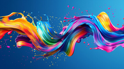 
Color brush paint ribbon stroke swirl abstract splash background wave. Brush brushstroke color ribbon paint stroke flow shape wavy design paintbrush pen fluid rainbow element texture acrylic 3D line
