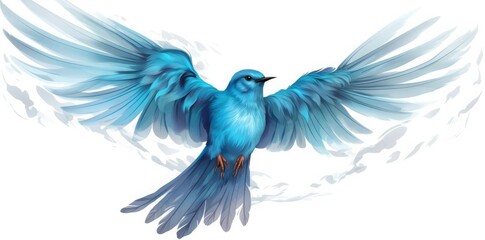 Fototapeta premium transparent background twitter logo blue bird flying in the air