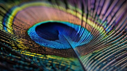 Fototapeta premium Peacock feather macro image, pavo real