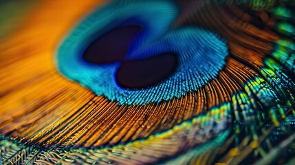 Fototapeta premium Peacock feather macro image, pavo real