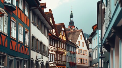 Obraz premium Decorated historical centre of the Appenzell city : Generative AI