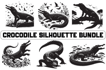 Crocodile Silhouette bundle, Crocodile Photo bundle, Crocodile Image bundle