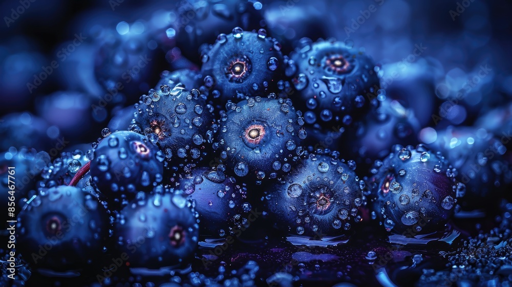 Wall mural An HD image of fresh elderberries, their dark blue to black color, used in syrups and jams, isolated on a Transparent background 