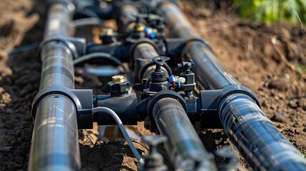Assembly of external irrigation and drinking water supply for cold water from flexible polyethylene pipes connected with compression fittings : Generative AI