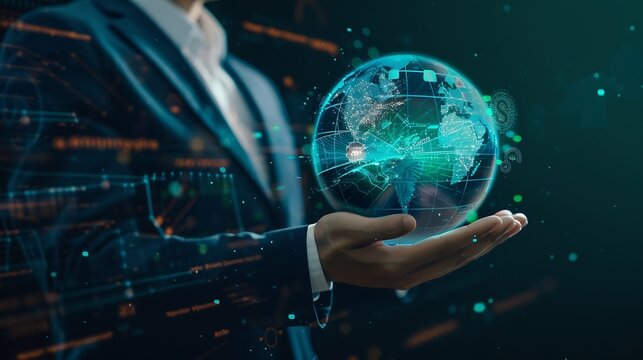 Businessman plan strategy marketing and finance to goal in 2024 planning business growth with technology AI and environmental care to New Year resolutions business digital transformati : Generative AI