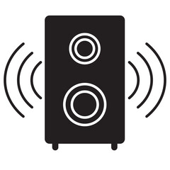 Black line Stereo speaker icon isolated on white background. Sound system speakers. Music icon. Musical column speaker bass equipment. Vector Illustration. Eps 10.