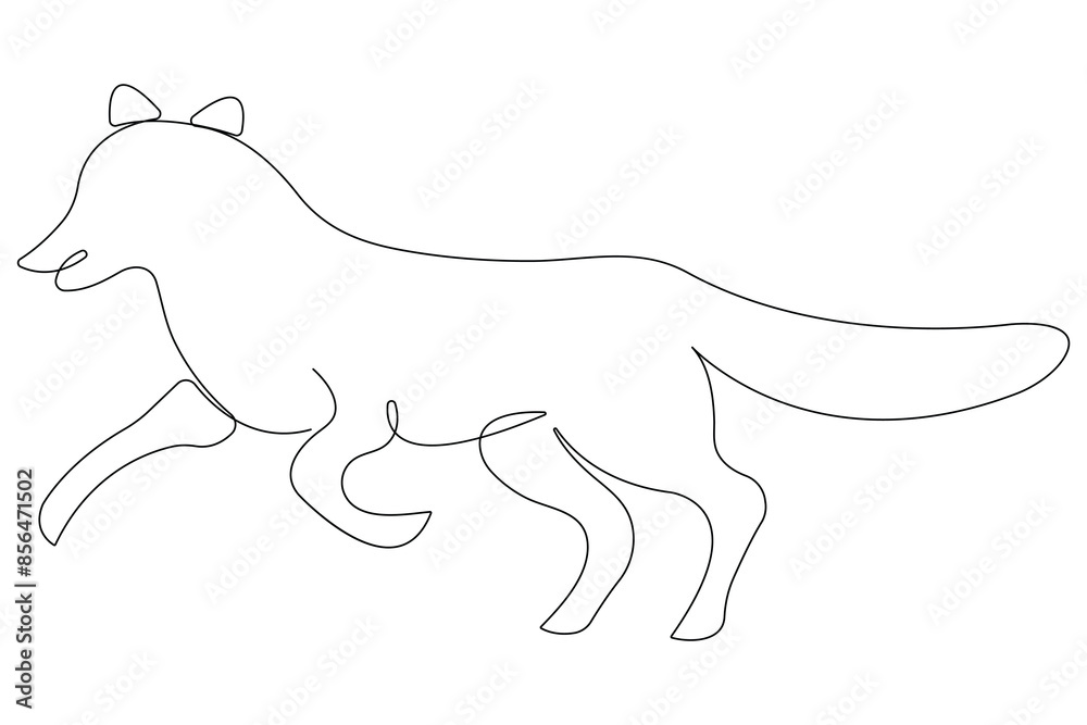 Wall mural fox continuous one line drawing vector illustration - Wall murals