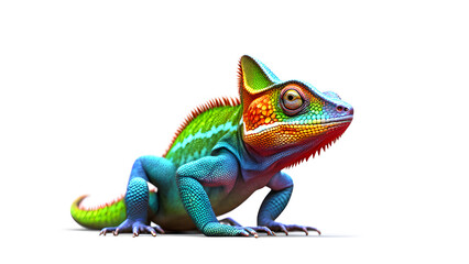 Obraz premium A colorful lizard with a green head and blue