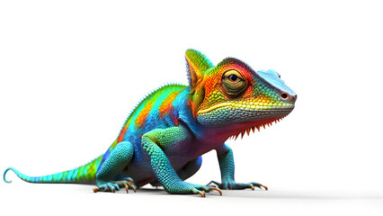 Obraz premium Colorful lizard and unique appearance make it stand out against the plain white background