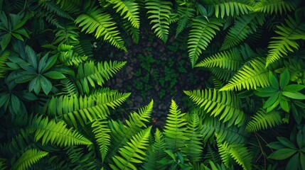Circular green fern ornament