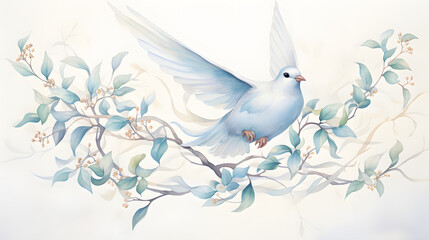 Obraz premium With pigeon in front of a white crucifix. Pentecost concept.